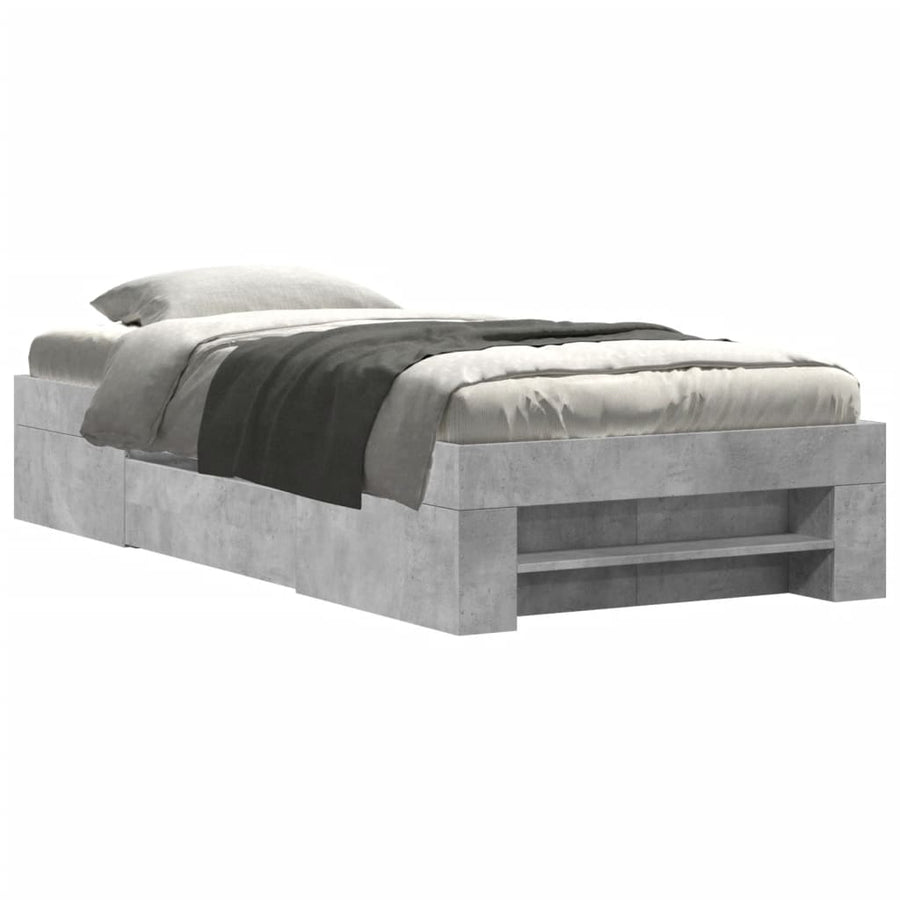 Bedframe bewerkt hout betongrijs 90x190 cm
