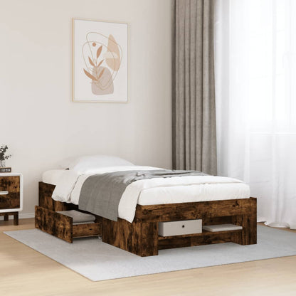 Bedframe bewerkt hout gerookt eikenkleurig 90x190 cm