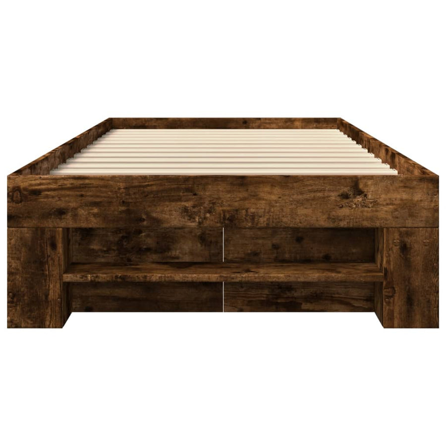 Bedframe bewerkt hout gerookt eikenkleurig 90x190 cm