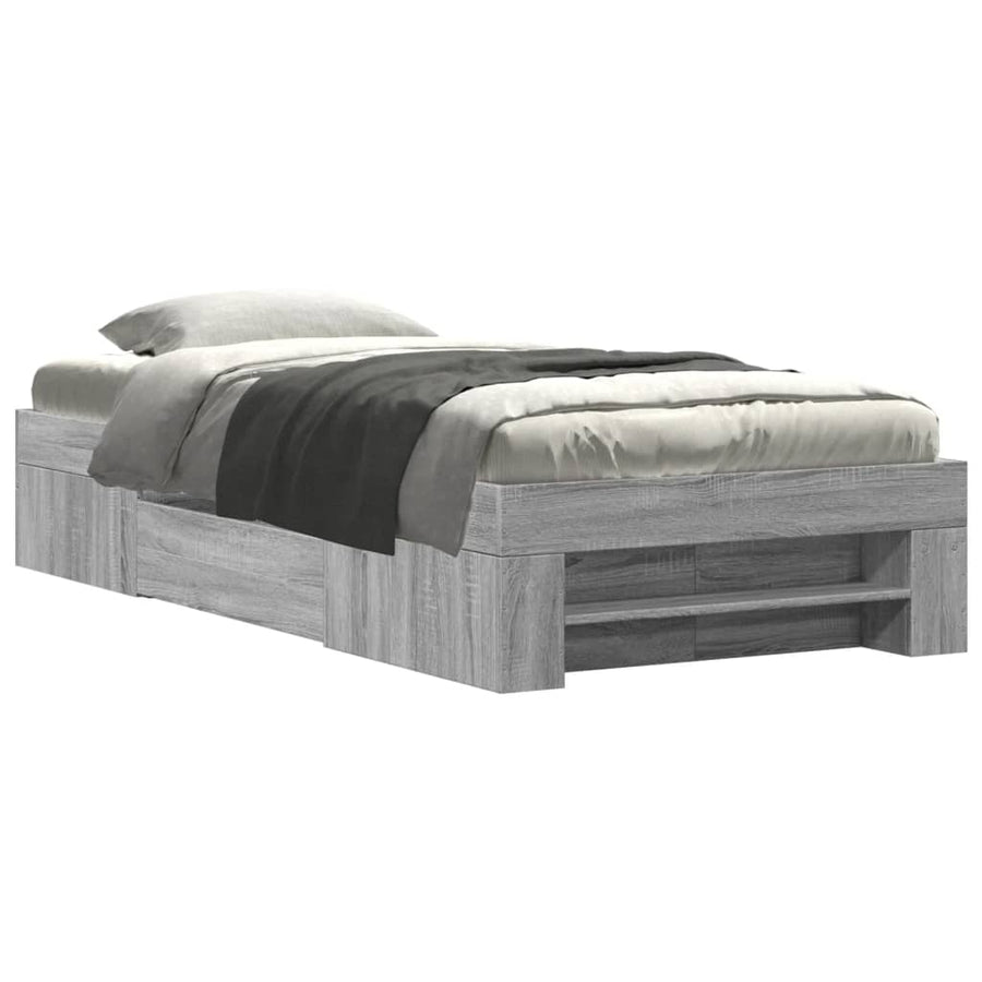 Bedframe bewerkt hout grijs sonoma eikenkleurig 90x190 cm