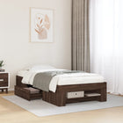 Bedframe 90x190 cm bewerkt hout bruin