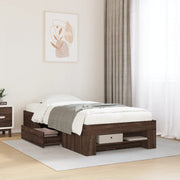 Bedframe 90x190 cm bewerkt hout bruin