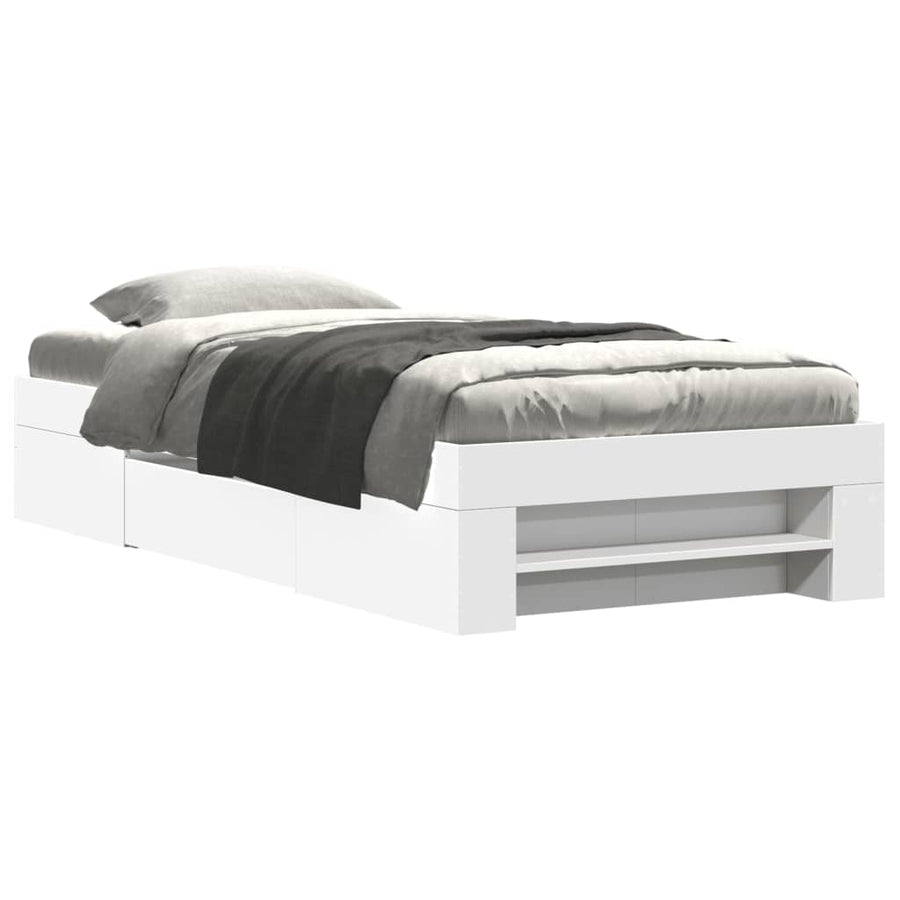 Bedframe bewerkt hout wit 75x190 cm