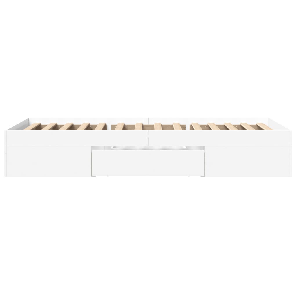 Bedframe bewerkt hout wit 75x190 cm