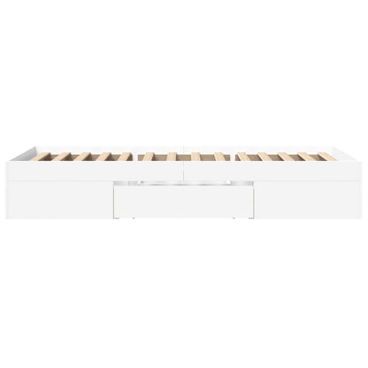 Bedframe bewerkt hout wit 75x190 cm