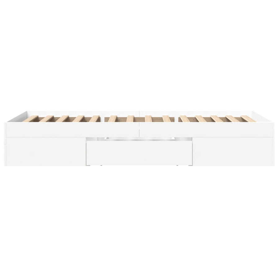 Bedframe bewerkt hout wit 75x190 cm