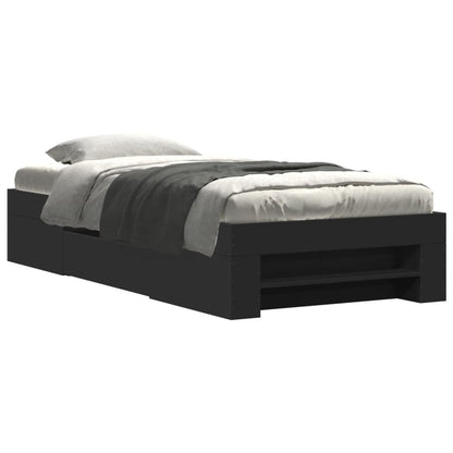 Bedframe bewerkt hout zwart 75x190 cm
