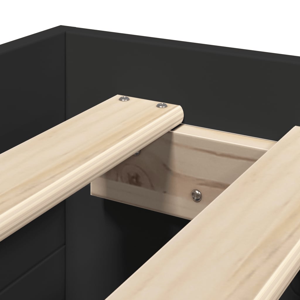 Bedframe bewerkt hout zwart 75x190 cm