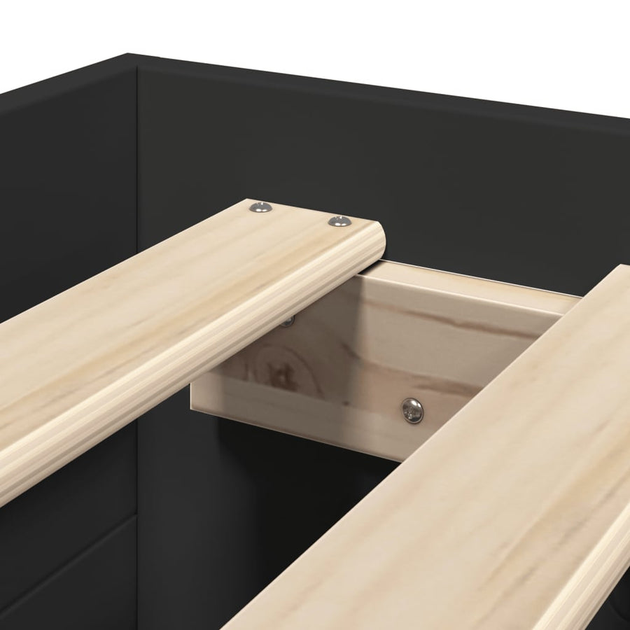 Bedframe bewerkt hout zwart 75x190 cm
