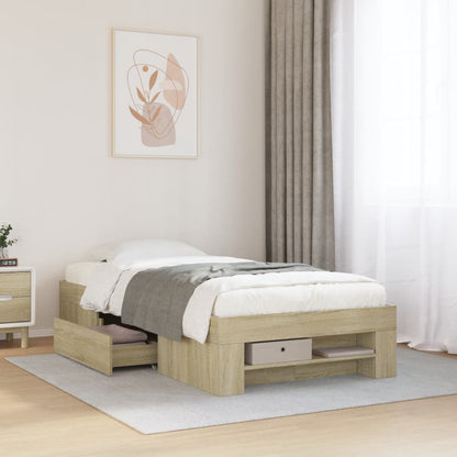 Bedframe bewerkt hout sonoma eikenkleurig 75x190 cm