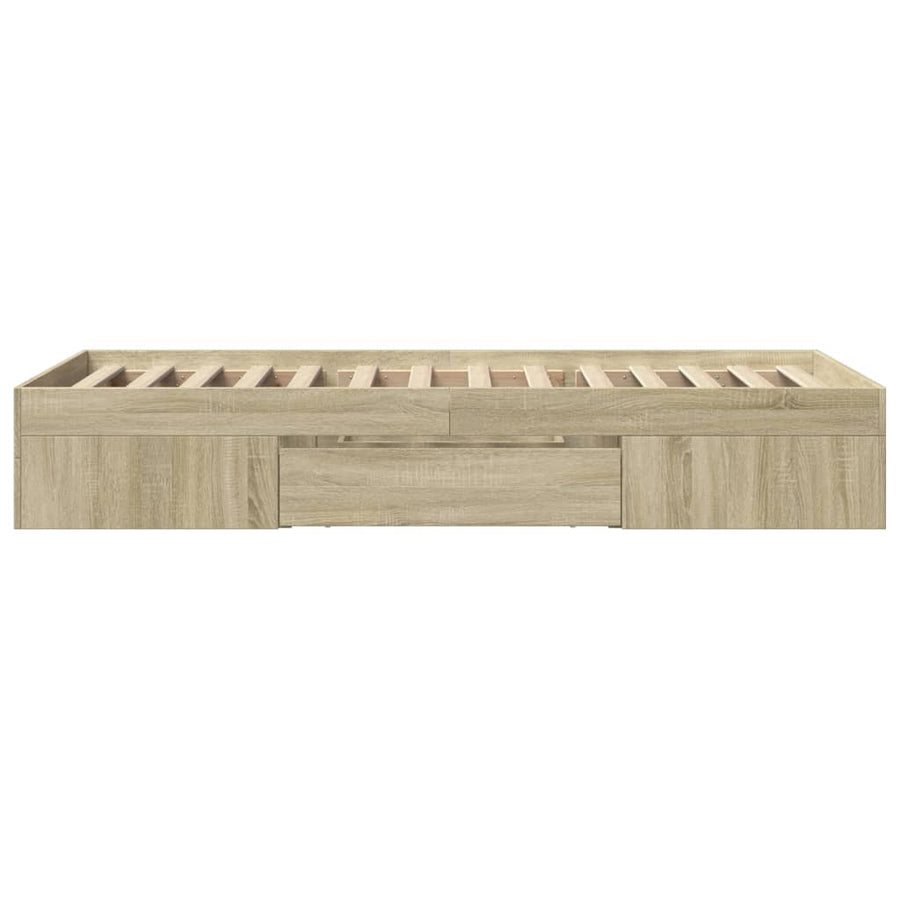 Bedframe bewerkt hout sonoma eikenkleurig 75x190 cm