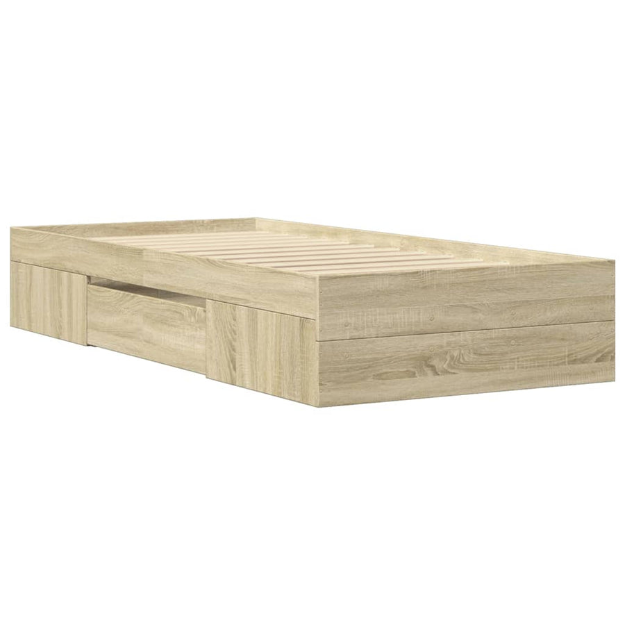 Bedframe bewerkt hout sonoma eikenkleurig 75x190 cm