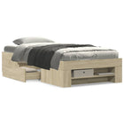 Bed frame without mattress wood Sonoma oak 75x190 cm