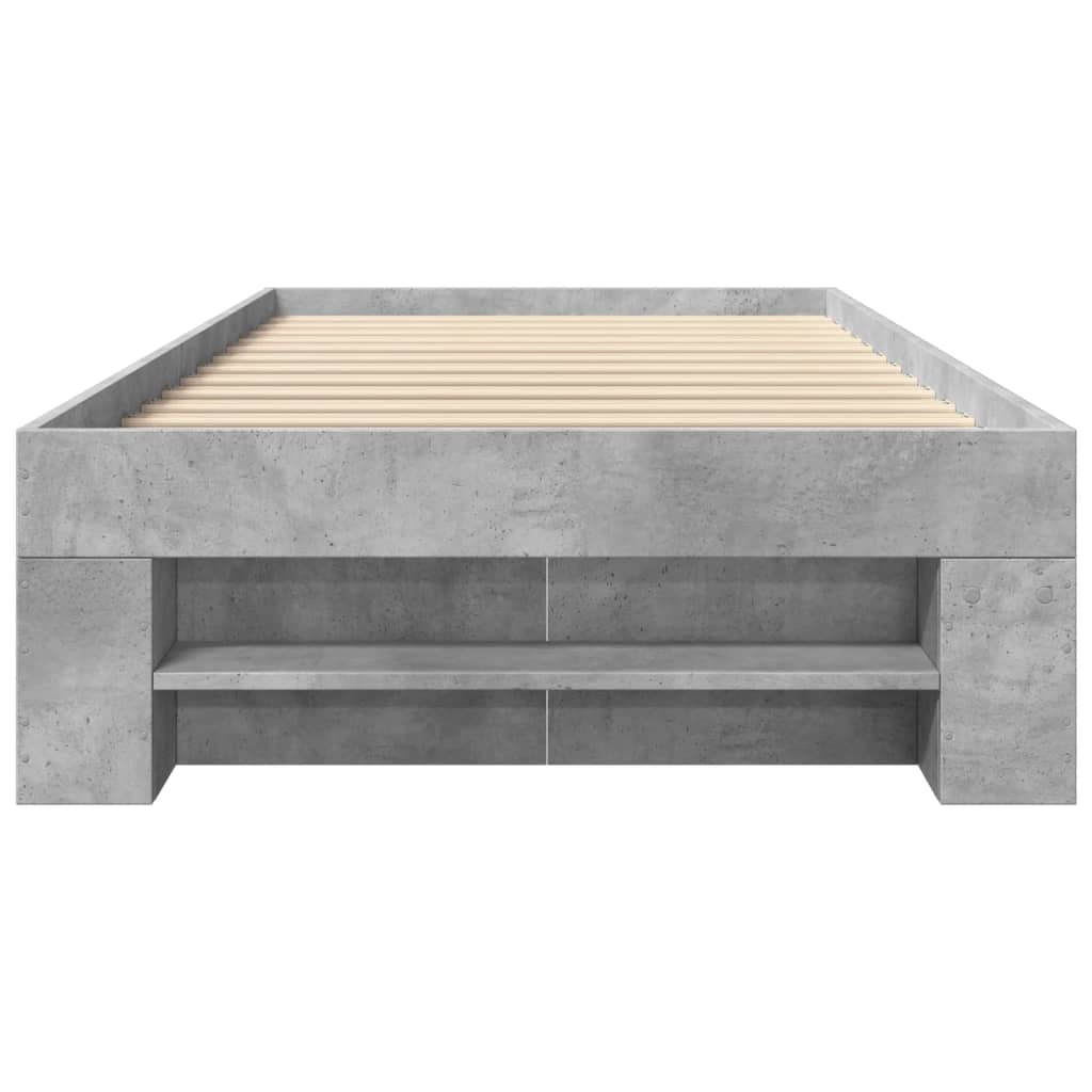 Bedframe bewerkt hout betongrijs 75x190 cm