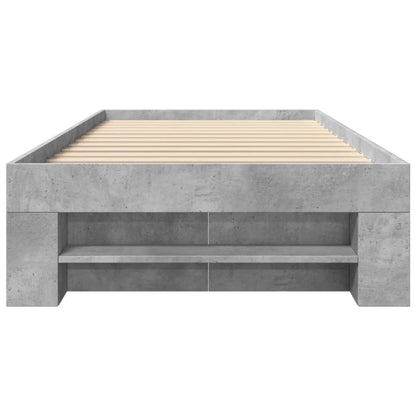 Bedframe bewerkt hout betongrijs 75x190 cm