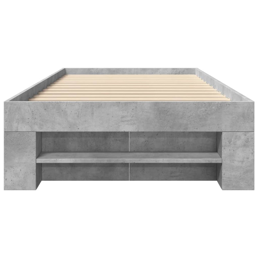 Bedframe bewerkt hout betongrijs 75x190 cm