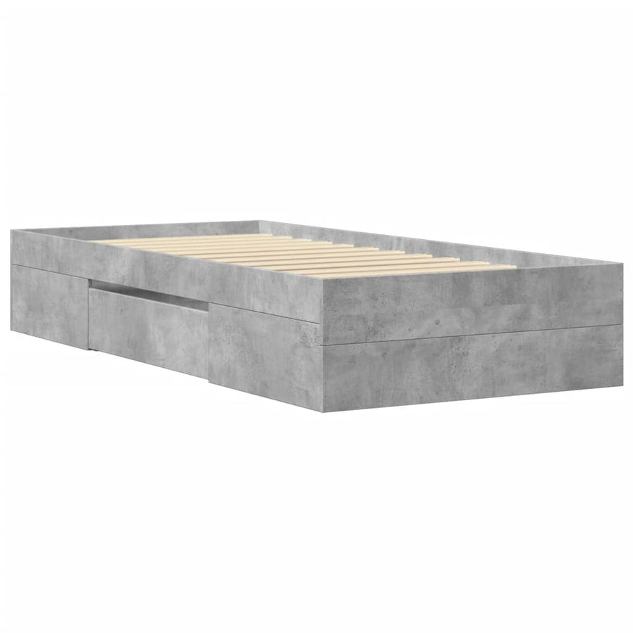 Bedframe bewerkt hout betongrijs 75x190 cm