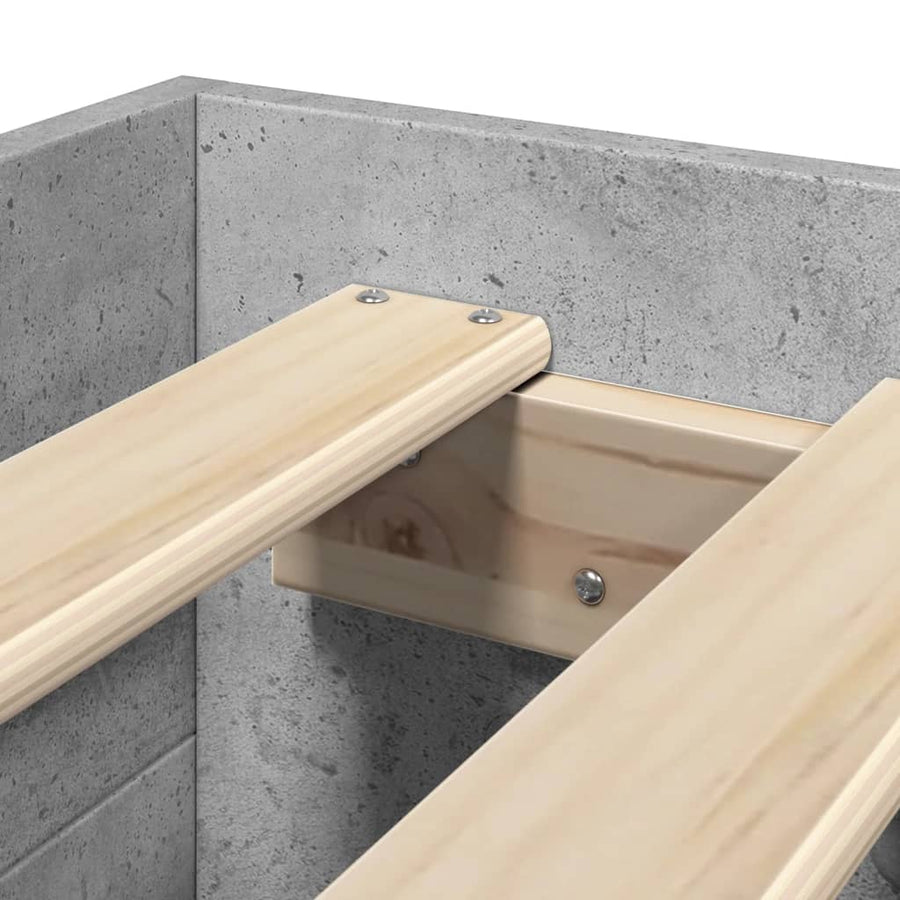 Bedframe bewerkt hout betongrijs 75x190 cm
