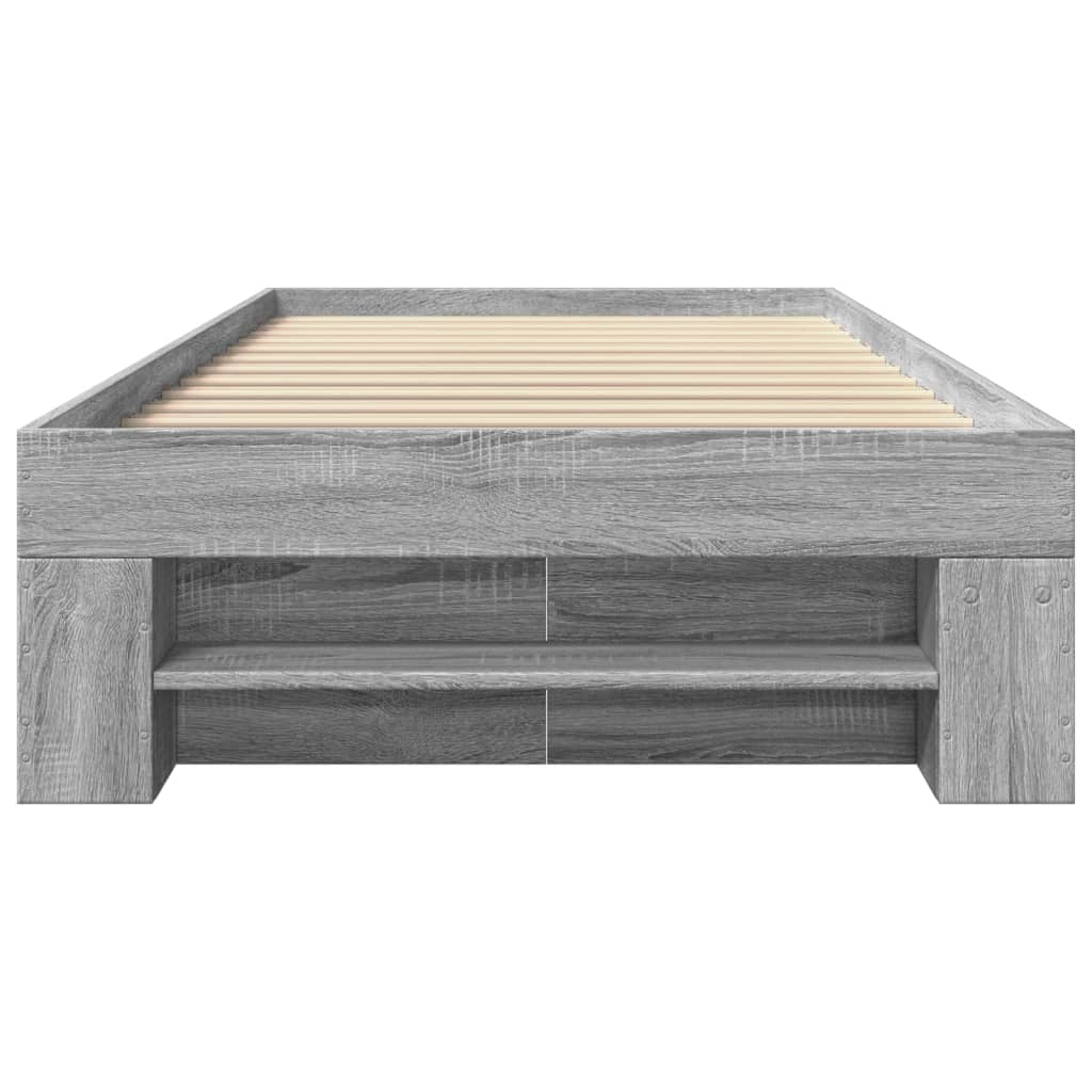 Bedframe bewerkt hout grijs sonoma eikenkleurig 75x190 cm