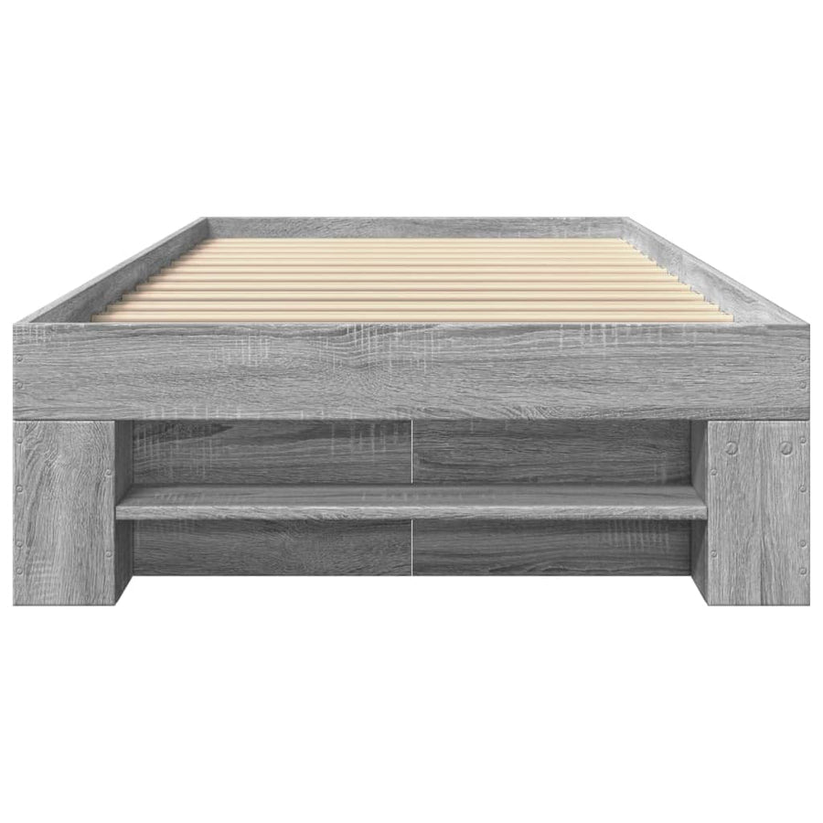 Bedframe bewerkt hout grijs sonoma eikenkleurig 75x190 cm