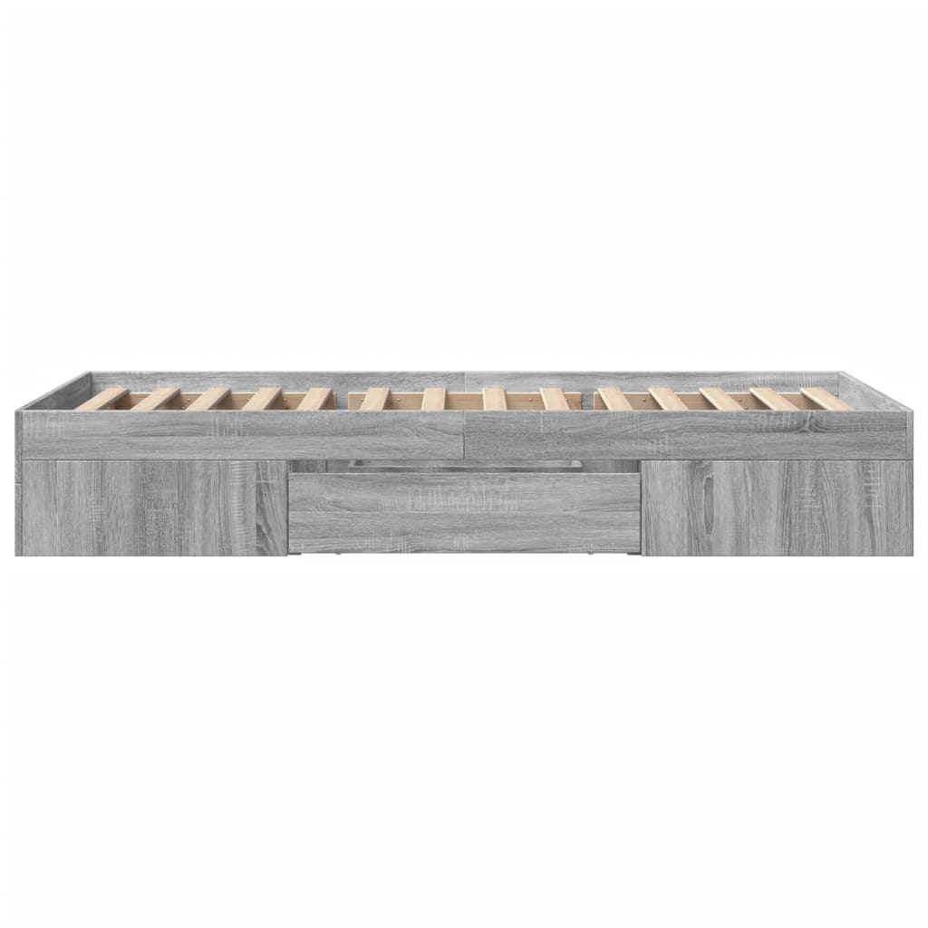 Bedframe bewerkt hout grijs sonoma eikenkleurig 75x190 cm