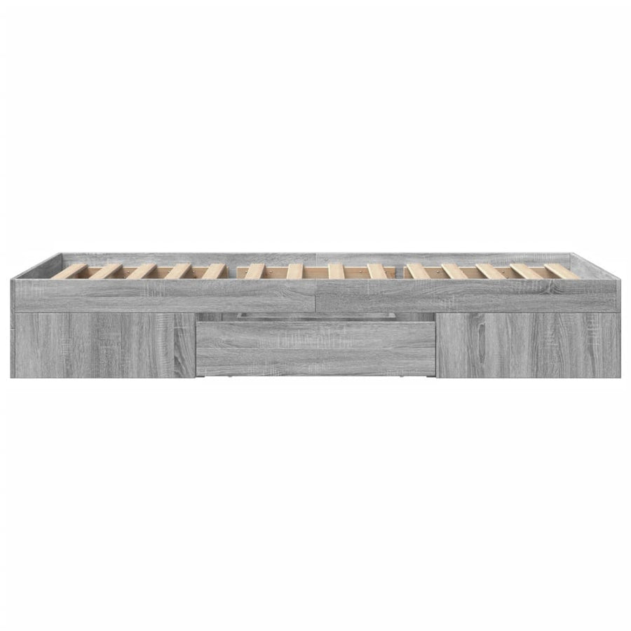 Bedframe bewerkt hout grijs sonoma eikenkleurig 75x190 cm