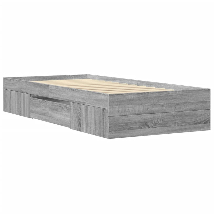 Bedframe bewerkt hout grijs sonoma eikenkleurig 75x190 cm