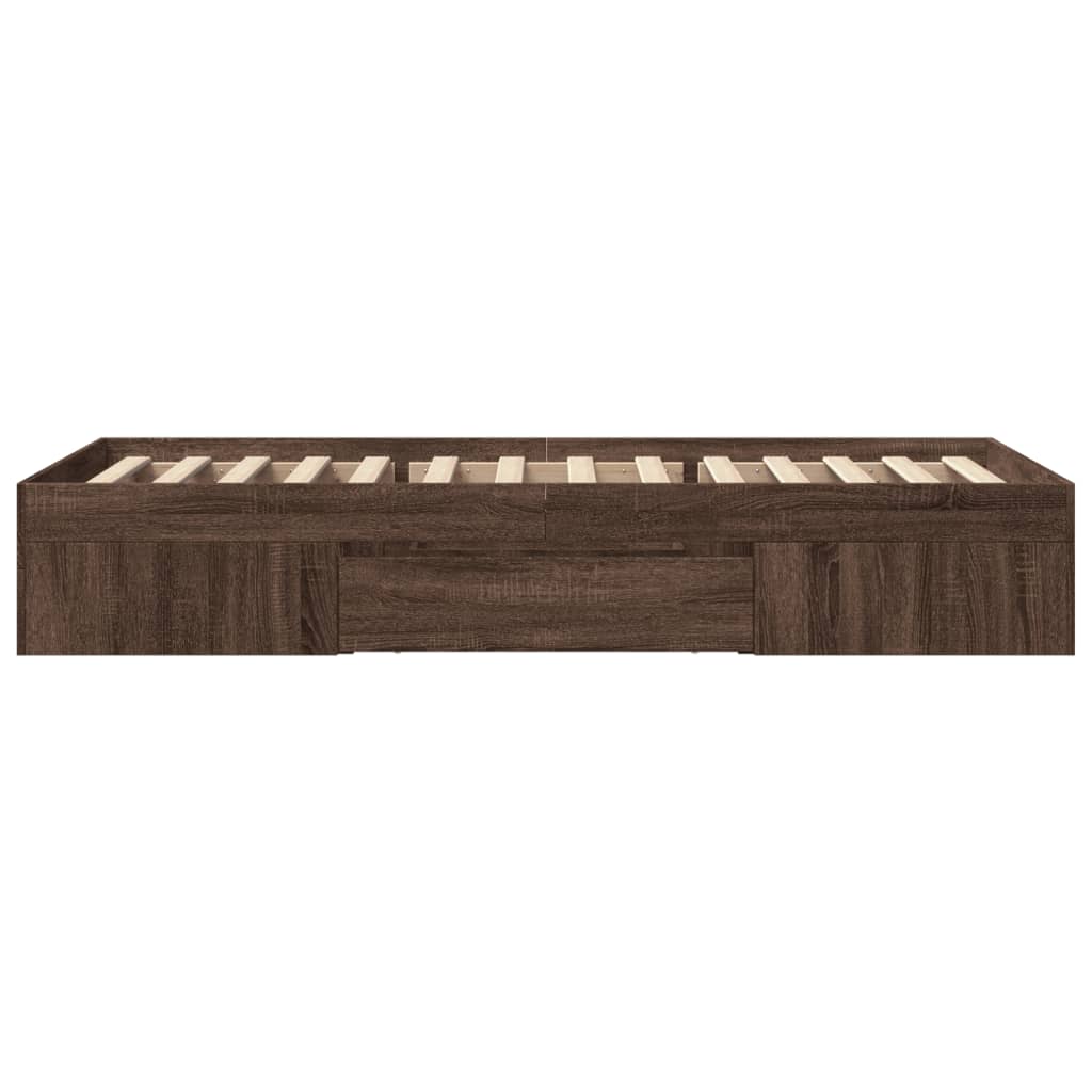 Bedframe bewerkt hout bruin eikenkleur 75x190 cm