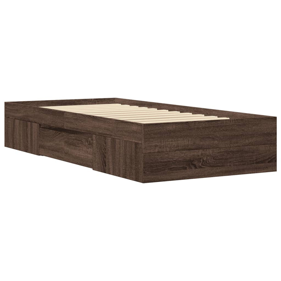 Bedframe bewerkt hout bruin eikenkleur 75x190 cm