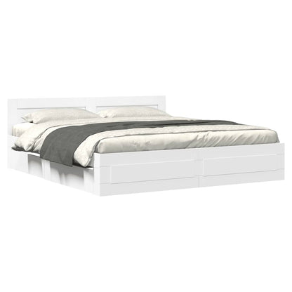 Bedframe Met Hoofdeinde Zonder Matras 200 x 200 cm Wit