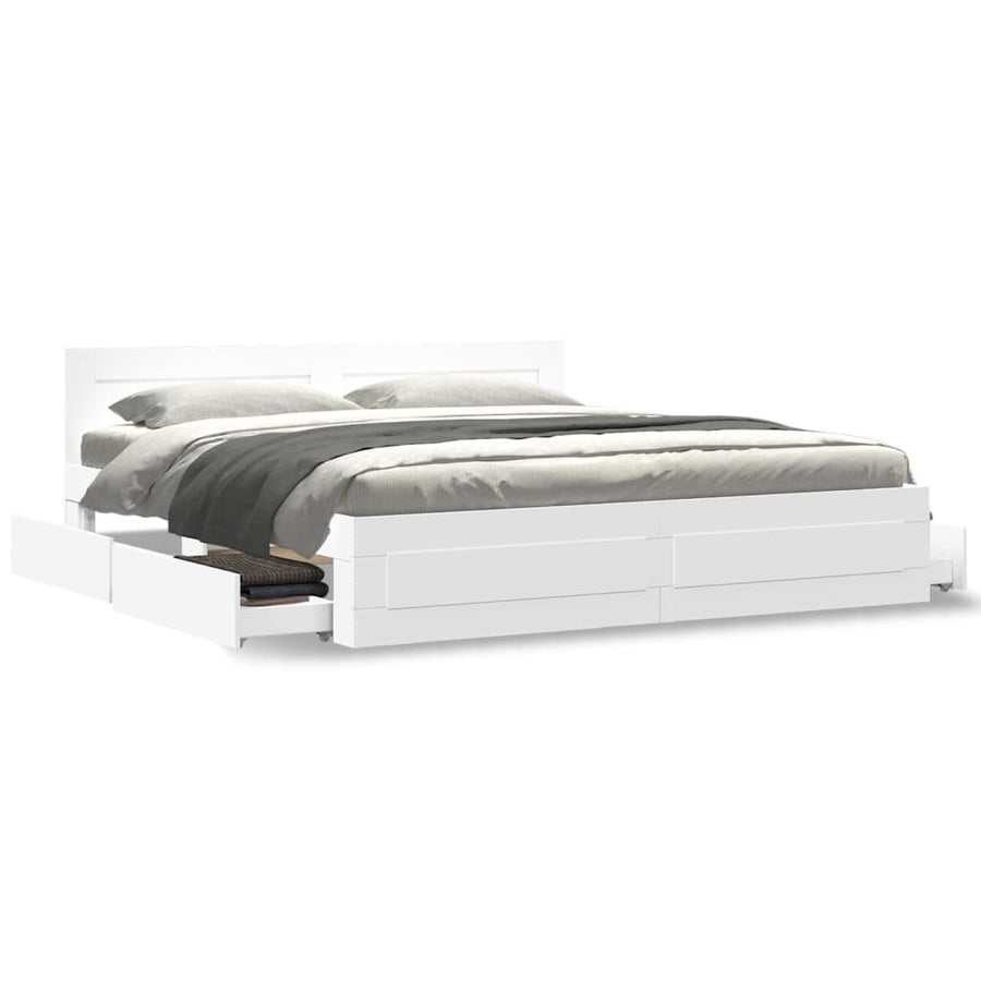 Bedframe Met Hoofdeinde Zonder Matras 200 x 200 cm Wit