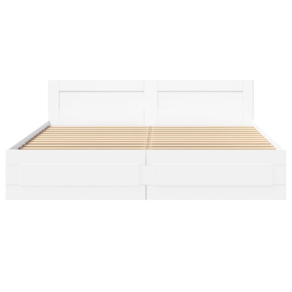 Bedframe Met Hoofdeinde Zonder Matras 200 x 200 cm Wit