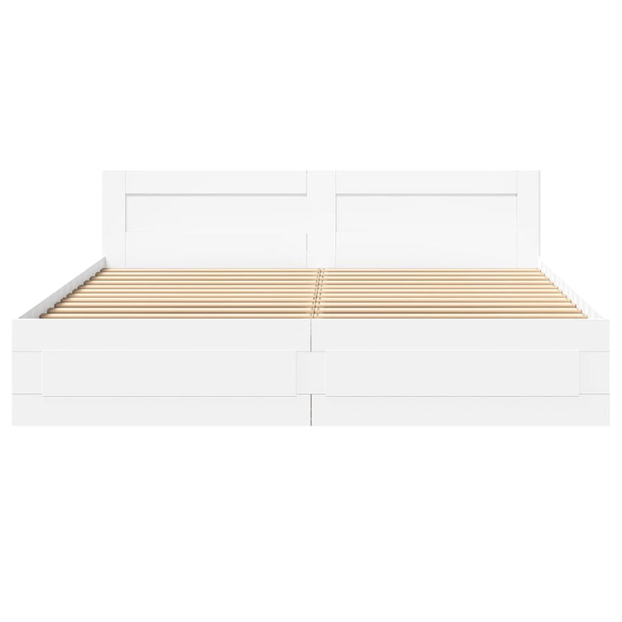 Bedframe Met Hoofdeinde Zonder Matras 200 x 200 cm Wit