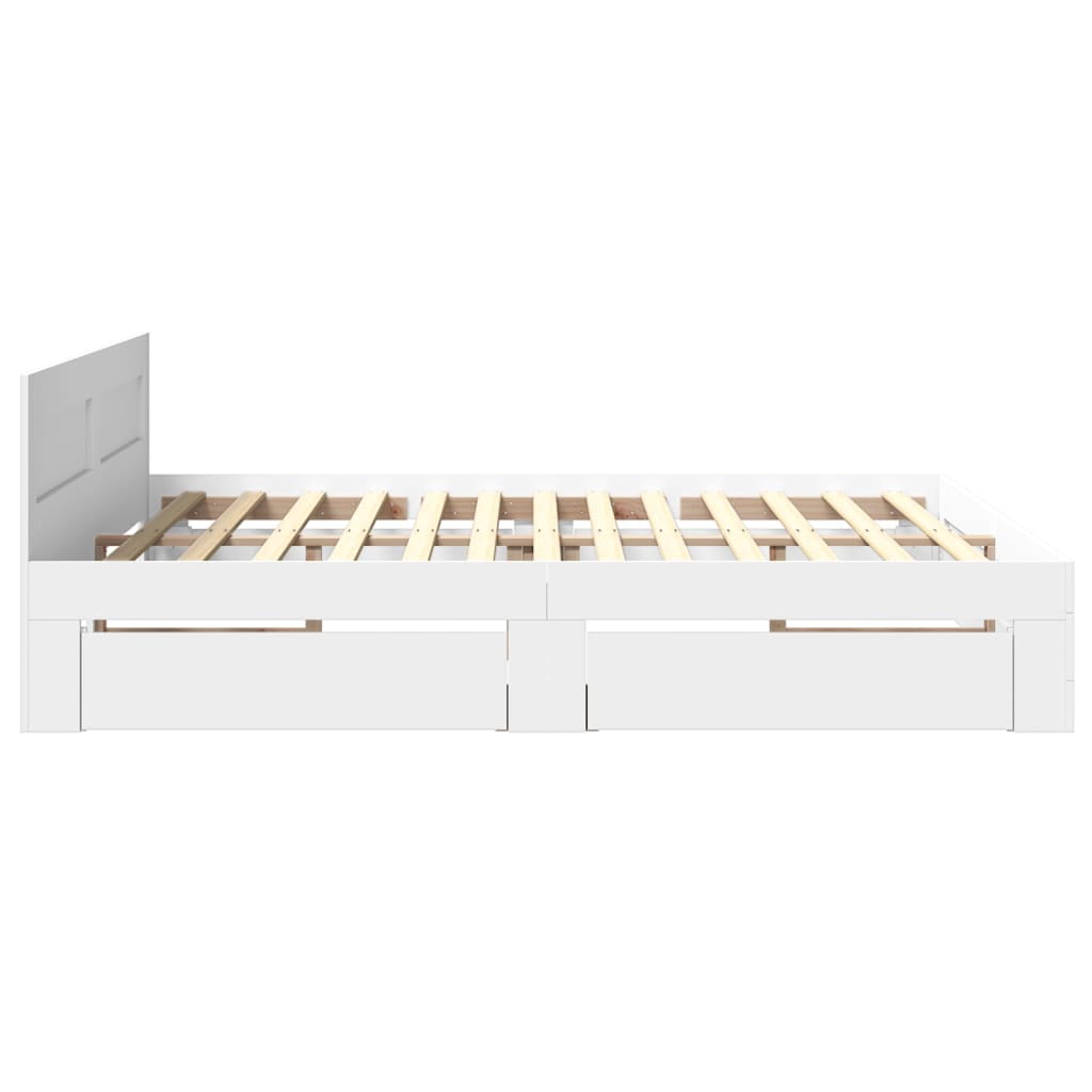 Bedframe Met Hoofdeinde Zonder Matras 200 x 200 cm Wit