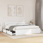Bedframe 200x200 cm wit met hoofdeinde en lades