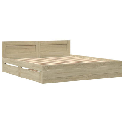Bedframe Met Hoofdeinde Bewerkt Hout 200 x 200 cm Sonoma eiken