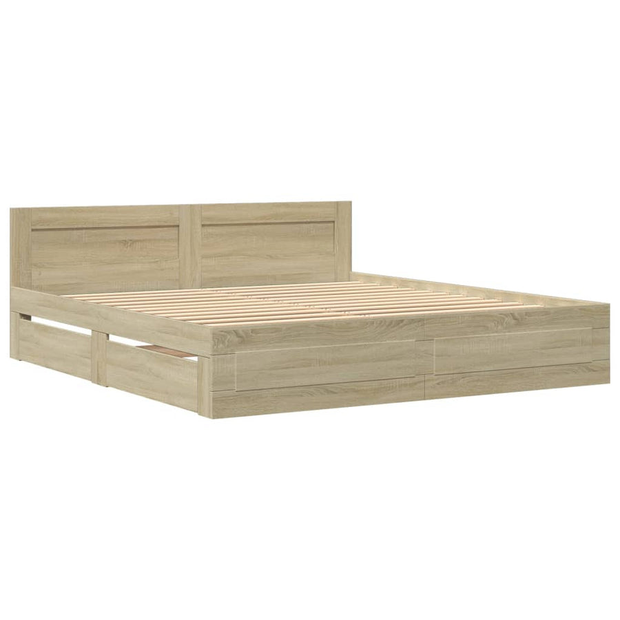 Bedframe Met Hoofdeinde Bewerkt Hout 200 x 200 cm Sonoma eiken