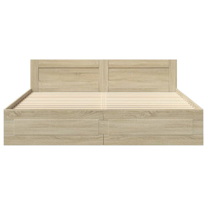 Bedframe Met Hoofdeinde Bewerkt Hout 200 x 200 cm Sonoma eiken