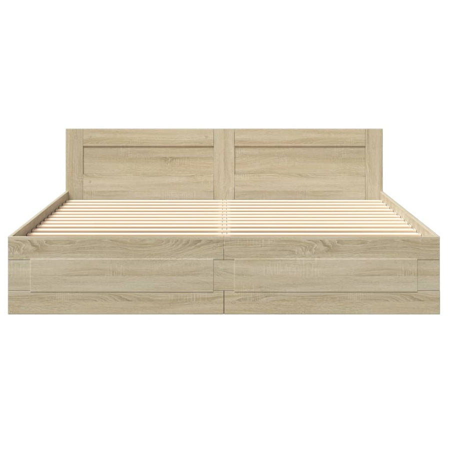 Bedframe Met Hoofdeinde Bewerkt Hout 200 x 200 cm Sonoma eiken