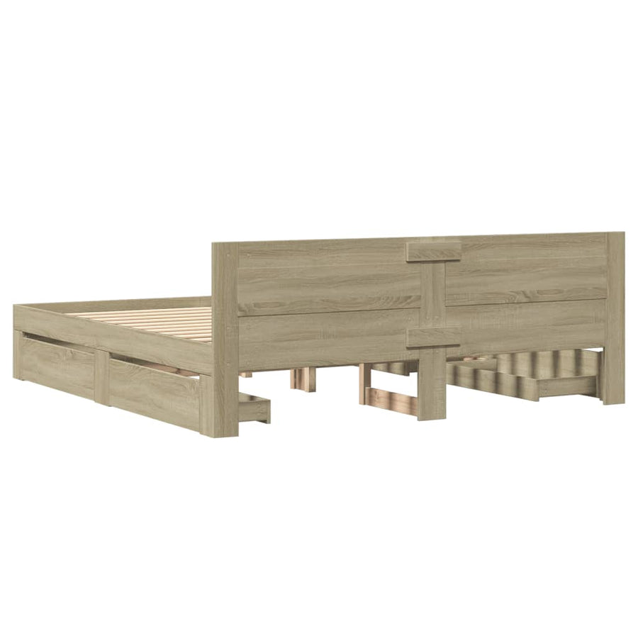 Bedframe Met Hoofdeinde Bewerkt Hout 200 x 200 cm Sonoma eiken