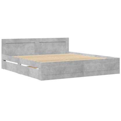 Bedframe Met Hoofdeinde Bewerkt Hout 200 x 200 cm Betongrijs
