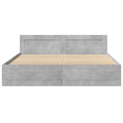 Bedframe Met Hoofdeinde Bewerkt Hout 200 x 200 cm Betongrijs