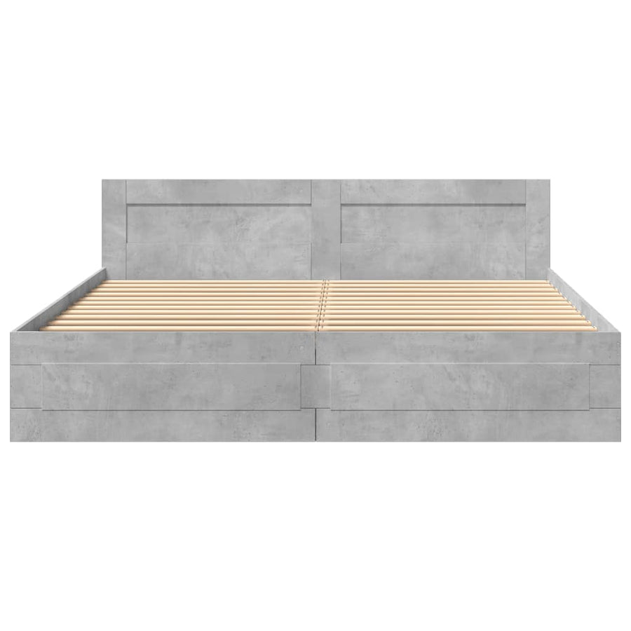 Bedframe Met Hoofdeinde Bewerkt Hout 200 x 200 cm Betongrijs