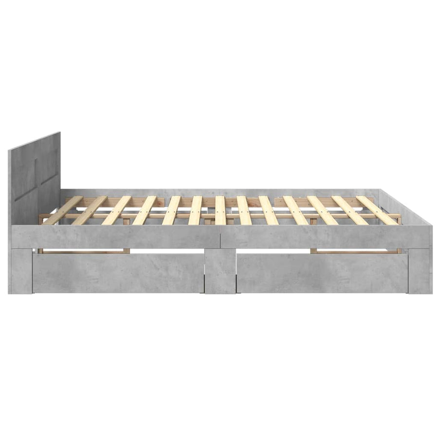 Bedframe Met Hoofdeinde Bewerkt Hout 200 x 200 cm Betongrijs