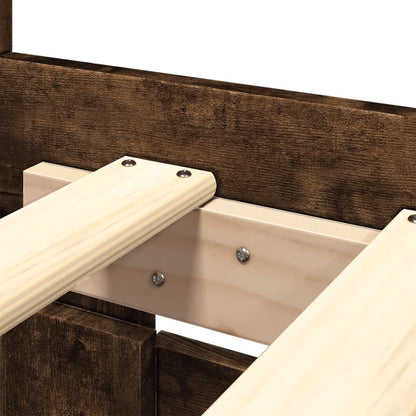 Bedframe Met Hoofdeinde Bewerkt Hout 200 x 200 cm Gerookt eiken