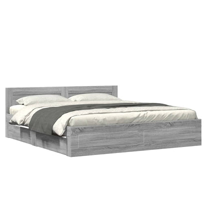 Bedframe met hoofdeinde bewerkt hout grijs sonoma 200x200 cm