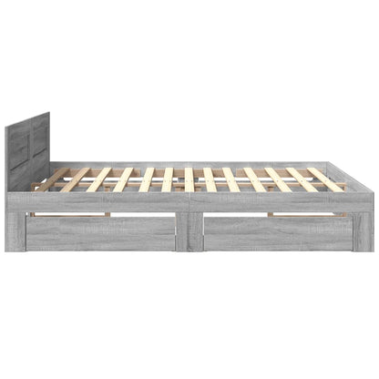 Bedframe met hoofdeinde bewerkt hout grijs sonoma 200x200 cm