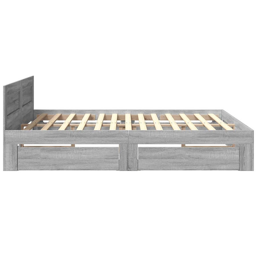 Bedframe met hoofdeinde bewerkt hout grijs sonoma 200x200 cm