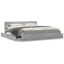 Bedframe met hoofdeinde bewerkt hout grijs sonoma 200x200 cm