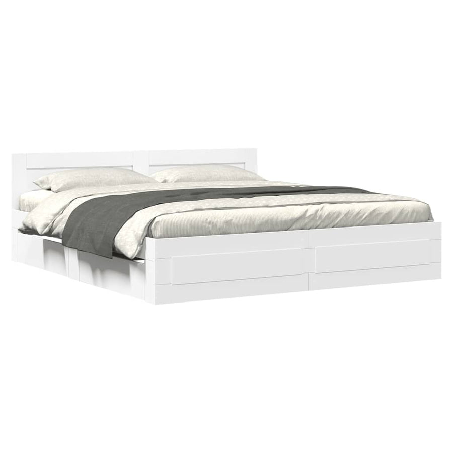 Bedframe Met Hoofdeinde Zonder Matras 180 x 200 cm Wit